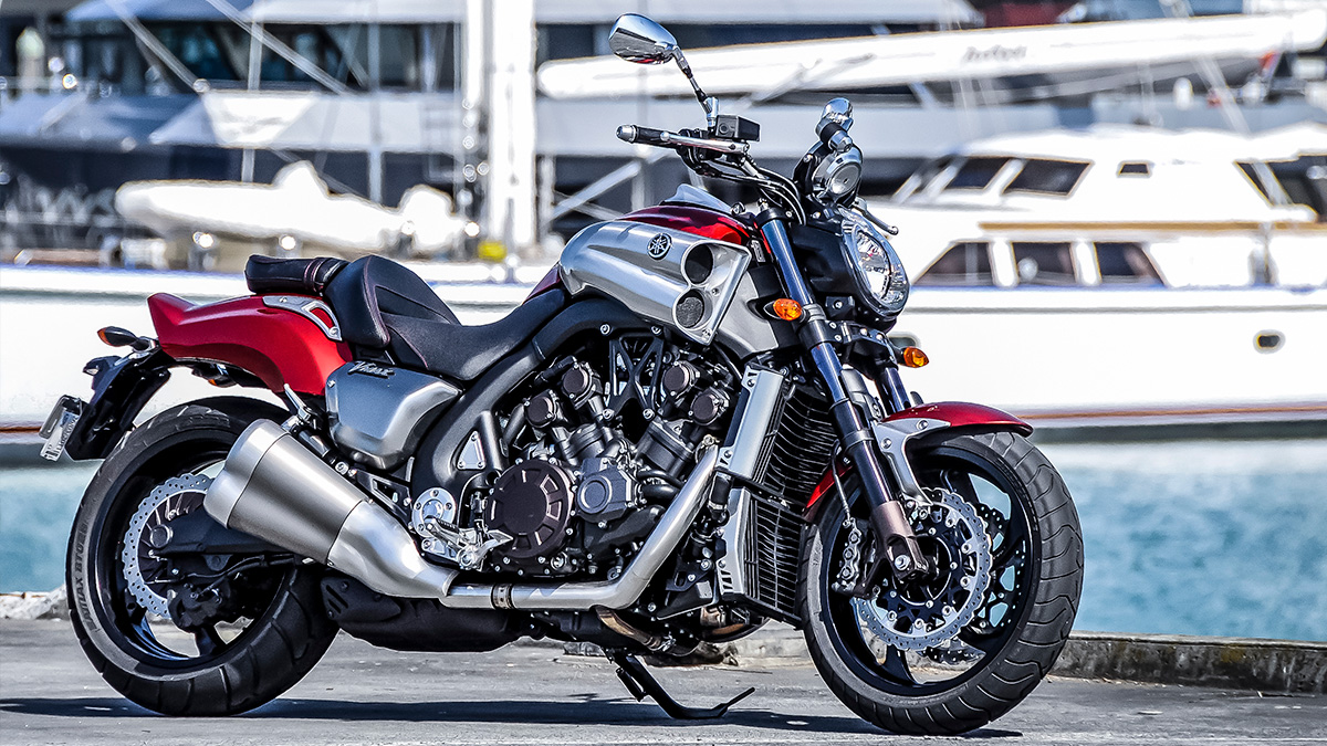 Yamaha VMAX photographed at a marina